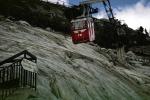 Cablecar from Railway station to walk to glacier tunnel, Mer De Glace, Chamonix, 1965, 1960s