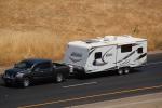 Camping Trailer, pickup truck, Along Highway I-5, Central Valley California, VLRD01_025