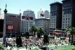 Union Square, Bell Ringing Contest, Macy's, buildings, downtown, downtown-SF, Saint Francis Hotel