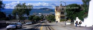 Cable Cars, Russian Hill, Hyde Street, Panorama, incline