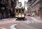 Cable Car Centennial, 1873-1973, Turntable, Turnaround, Powell Street, Woolworth's, head-on, decorated, August 1974, 1970s, VRCV02P10_14