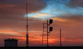 Signal Lights, Highway-43, north of Bakersfield, Sunset Clouds, VRFD01_068B