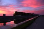 BNSF 7368, Container Shipment, GE ES44DC, Sunset Clouds