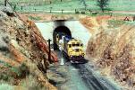ATSF 5835, EMD SD45-2u, 5835, Santa-Fe Diesel coming out of of the, Walong Tunnel, Tehachapi Loop, California, Abstract