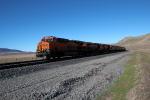 Train rambles through Tehachapi, Hopper Railcars, BNSF 4251 Diesel Engine, VRFD01_179