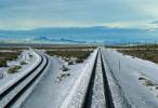 Railroad Tracks in the Snow, Brush, Shrub, Ice, Cold, Cool, Frozen, Icy, Winter, hills, mountains, VRFV03P02_16