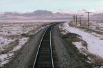 Railroad Tracks in the Snow, Brush, Shrub, Ice, Cold, Cool, Frozen, Icy, Winter, hills, mountains, VRFV03P03_18.0586