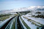 Interstate Highway I-80 Overpass, Railroad Tracks in the Snow, Brush, Shrub, Ice, Cold, Frozen, Icy, Winter, hills, mountains, 31 December 1992, VRFV03P04_09