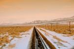 Railroad Tracks in the Snow, Brush, Shrub, Ice, Cold, Cool, Frozen, Icy, Winter, hills, mountains, VRFV03P04_12.3290