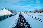 Railroad Tracks in the Snow, Brush, Shrub, Ice, Cold, Cool, Frozen, Icy, Winter, hills, mountains, VRFV03P04_16.3290
