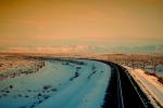 Railroad Tracks in the Snow, Brush, Shrub, Ice, Cold, Cool, Frozen, Icy, Winter, hills, mountains, VRFV03P06_05.3290
