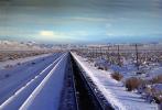 Railroad Tracks in the Snow, siding, Brush, Shrub, Ice, Cold, Frozen, Icy, Winter, hills, mountains, 31 December 1992