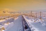Railroad Tracks in the Snow, Brush, Shrub, Ice, Cold, Cool, Frozen, Icy, Winter, hills, mountains, VRFV03P06_08