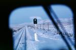 Signal Light, Railroad Tracks in the Snow, Brush, Shrub, Ice, Cold, Cool, Frozen, Icy, Winter, hills, mountains, VRFV03P06_19