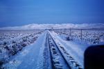 Railroad Tracks in the Snow, Brush, Shrub, Ice, Cold, Cool, Frozen, Icy, Winter, hills, mountains, VRFV03P07_07