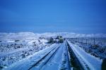 Railroad Tracks in the Snow, Brush, Shrub, Ice, Cold, Cool, Frozen, Icy, Winter, hills, mountains, VRFV03P07_10