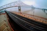 Martin Luther King Bridge, Mississippi River, Eads Bridge, Railroad Tracks, shoreline, Saint Louis, 20 October 1993