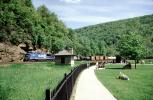 Conrail, Horseshoe Curve National Historic Landmark, Altoona, Allegheny Mountains, path, lawn, trees, forest