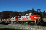 GE C40-8W	833, Santa-Fe ATSF Diesel Locomotive, Red & Silver, Warbonnet, Blue Cut California, VRFV07P14_16
