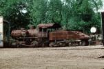 Rusted broken down steam locomotive