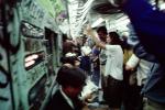 Crowded Train, subway, Railcar Interior, people, commuters, underground, June 1980, NYCTA, 1980s