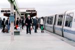 Passengers boarding a BART train, people, station, platform, commuters, VRHV01P08_01