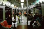 Inside a Subway Train, passengers, commuters, tired, weary, people, interior, NYCTA