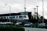 BART train, station, parked cars, Richmond California, November 1988