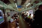 Crowded Train, interior, inside, railcar, commuters, people, VRHV01P13_18
