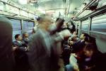 Crowded Train, passengers going home, suits, men, women, interior, inside, VRHV01P15_02
