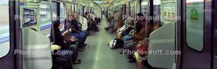 Inside a railcar, interior, people, passengers, Tokyo, Panorama, VRHV02P15_16