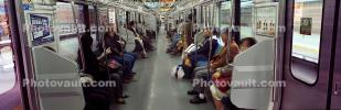 Inside a railcar, interior, people, passengers, Tokyo, Panorama, VRHV02P15_17