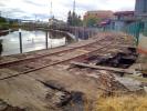 railroad tracks, waterfront, buildings, downtown, Petaluma River, VRLD01_129