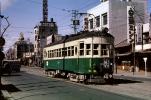 515 Trolley, Gifu-Milo Line, Street Scene, buildings, postwar, Nagoya Railroad, Gifu, March 1965, 1960s, VRLV04P03_07