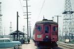 Pacific Electric Railway, Interurban, Blimp, 414, Signal Hill, car, Derricks, station, hut, Los Angeles, 1954, 1950s, VRLV04P04_01
