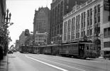 SF Municipal Railway, Trollies lined up on Market Street east of Kearney Street, during Four Track Days, 1946, 1940s, VRLV04P05_16