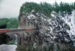 Landwasser Viaduct, Glacier Express, Bernina Express, Craubunden, Rocky Hills in the Winter, April 1985