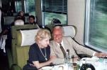 Dining Car, couple eating, smiles, interior, inside, June 1973