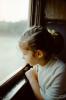 Little Girl watching the scenery go by, Train Window, June 1962, 1960s, VRPV08P14_17
