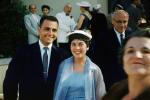 Smiling Guests, Poeple, Man, Woman, Tie, Hat, 1950s, Hobart Indiana, WEDV01P04_05