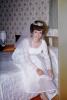 Bride, bed, bedroom, veil, 1960s, WEDV16P15_05