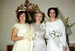 Bride, girl, flower, mirror, veil, 1950s
