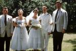 Navy Uniform, Bride & Groom, Best Man, Lady of Honor, bouquet, smiles, 1958, 1950s, WEDV26P01_01